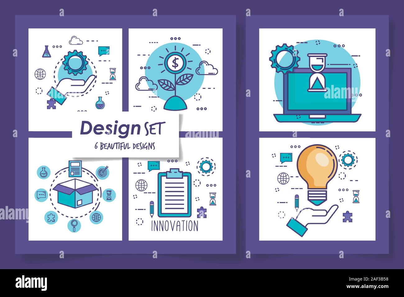 set six designs of teamwork with icons Stock Vector Image & Art - Alamy