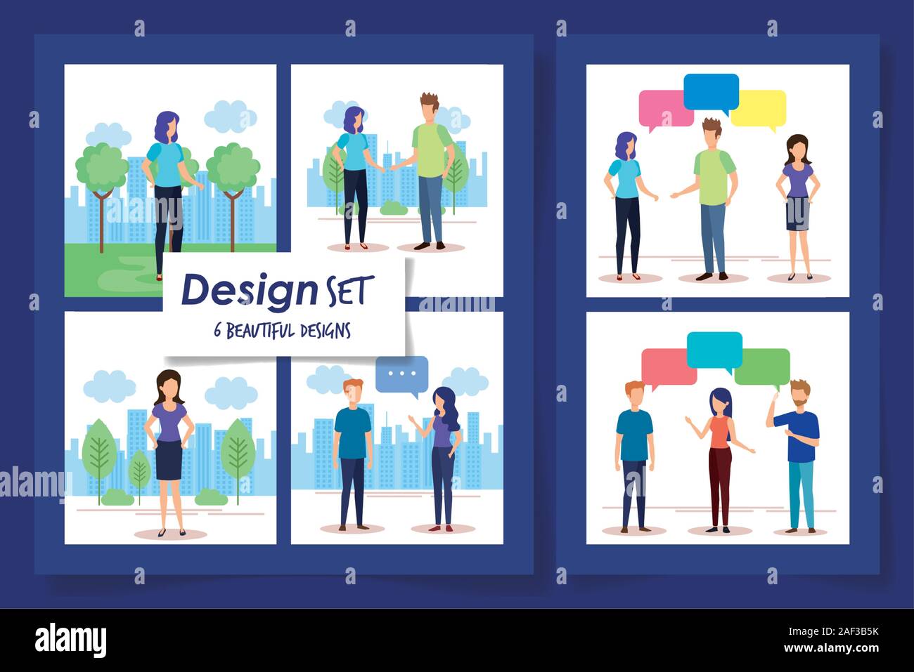 set six designs of young people talking Stock Vector Image & Art - Alamy