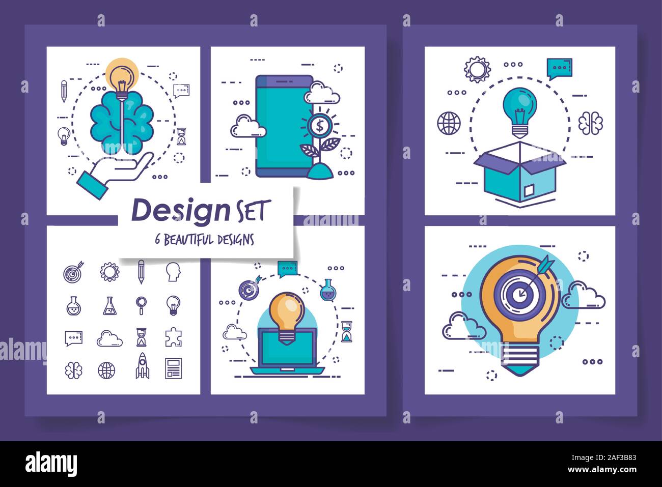 set six designs of teamwork with icons Stock Vector Image & Art - Alamy
