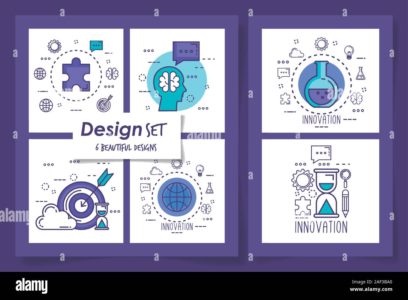 set six designs of teamwork with icons Stock Vector Image & Art - Alamy