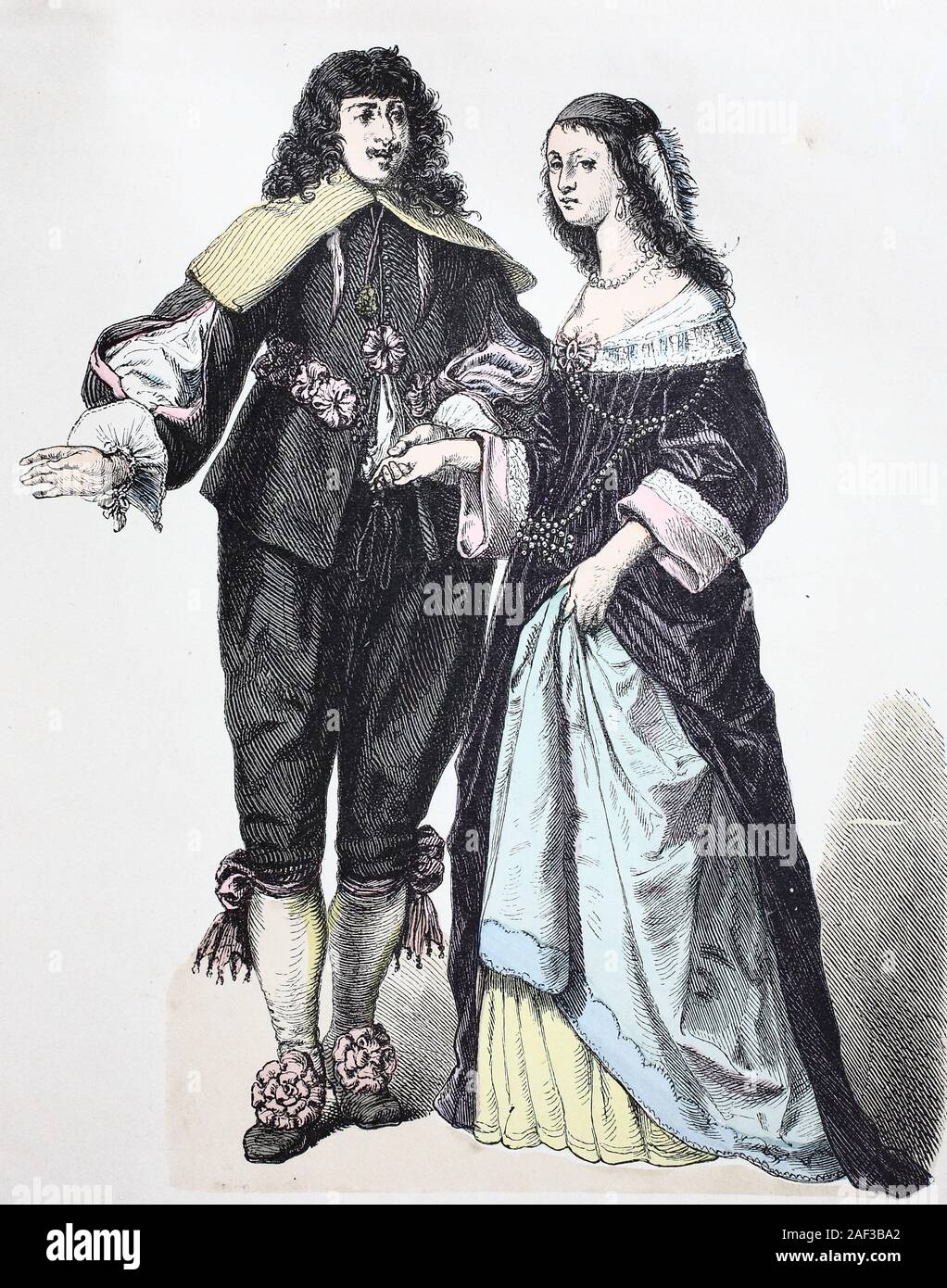 National costume, clothes, history of the costumes, Dutch married couples,  in 1670-1700, Volkstracht, Kleidung, Geschichte der Kostüme,  niederländische Eheleute, 1670-1700 Stock Photo - Alamy