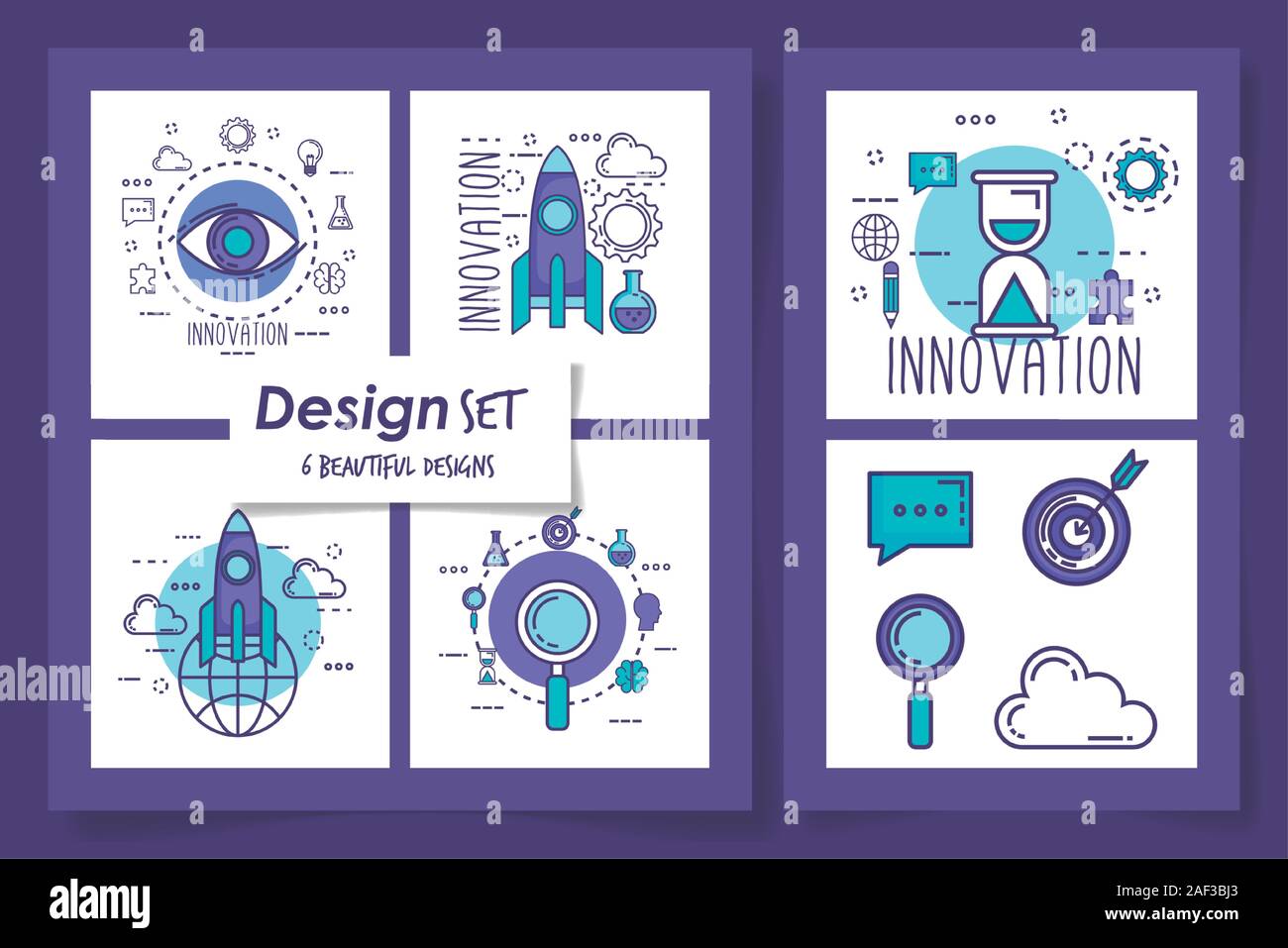 set six designs of teamwork with icons Stock Vector Image & Art - Alamy
