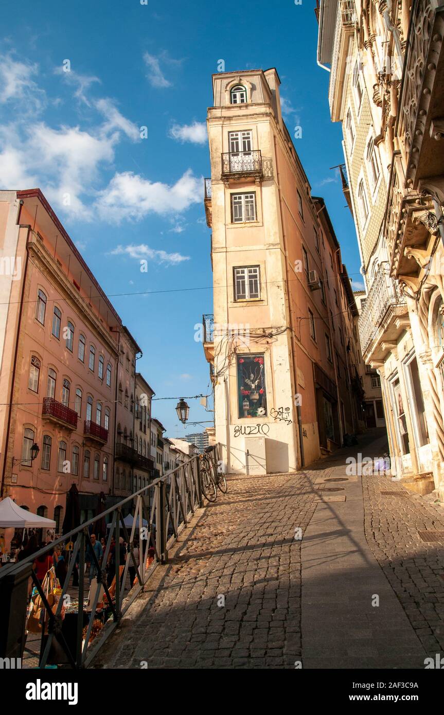 Pedestrian street of Rua Visconde da Luz in Coimbra, Portugal Stock Photo