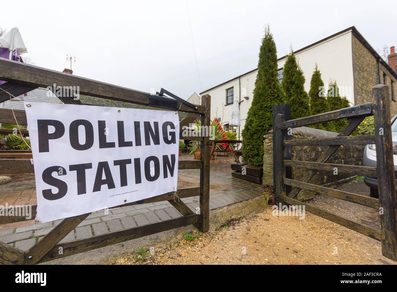 Stroud, UK. 12 Dec, 2019. The smallest polling station in the Stroud constituency is within a pub, The Frocester George with an electorate of just 135. Credit: Carl Hewlett/Alamy Live News. Stock Photo