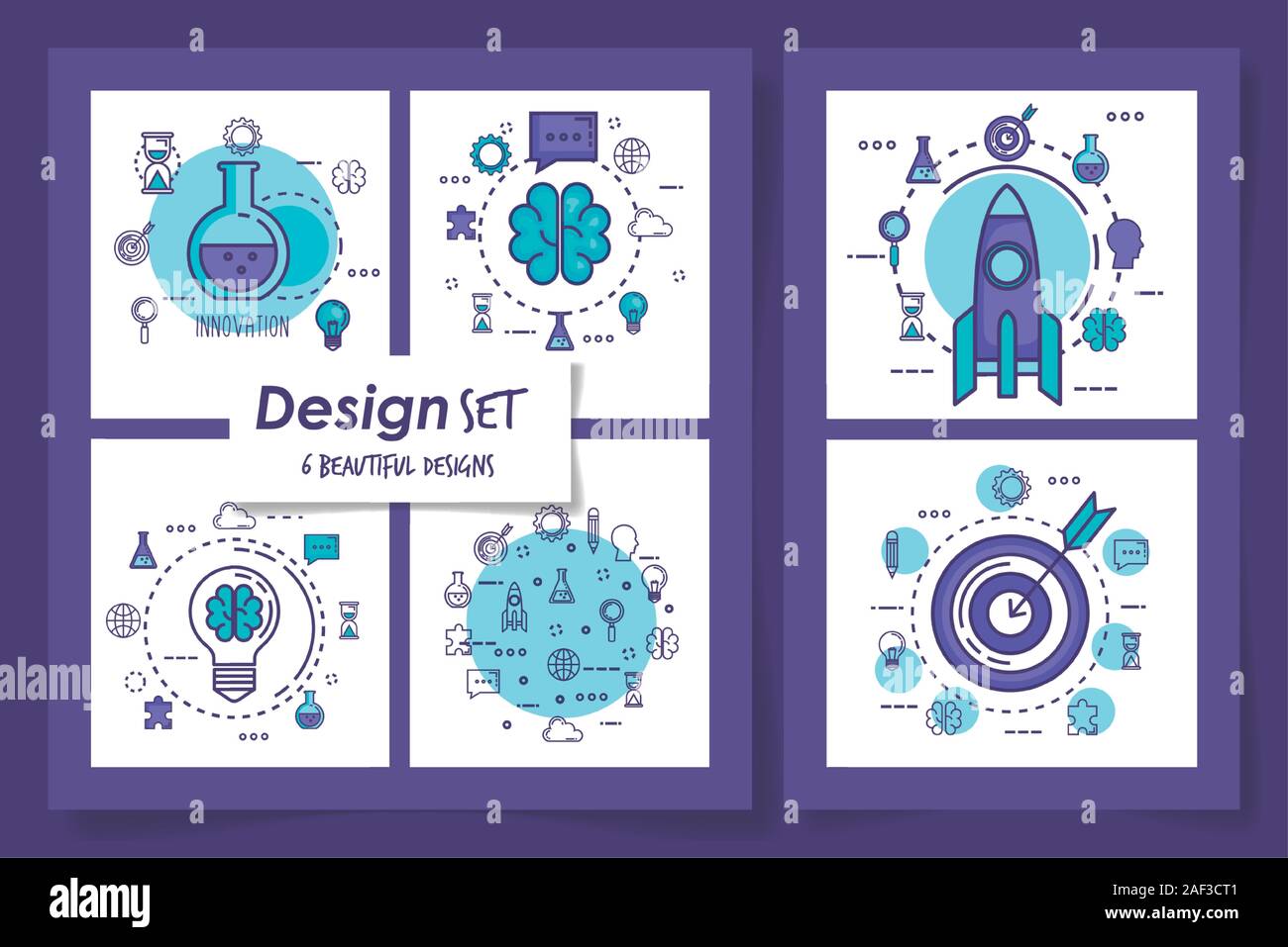 set six designs of teamwork with icons Stock Vector Image & Art - Alamy