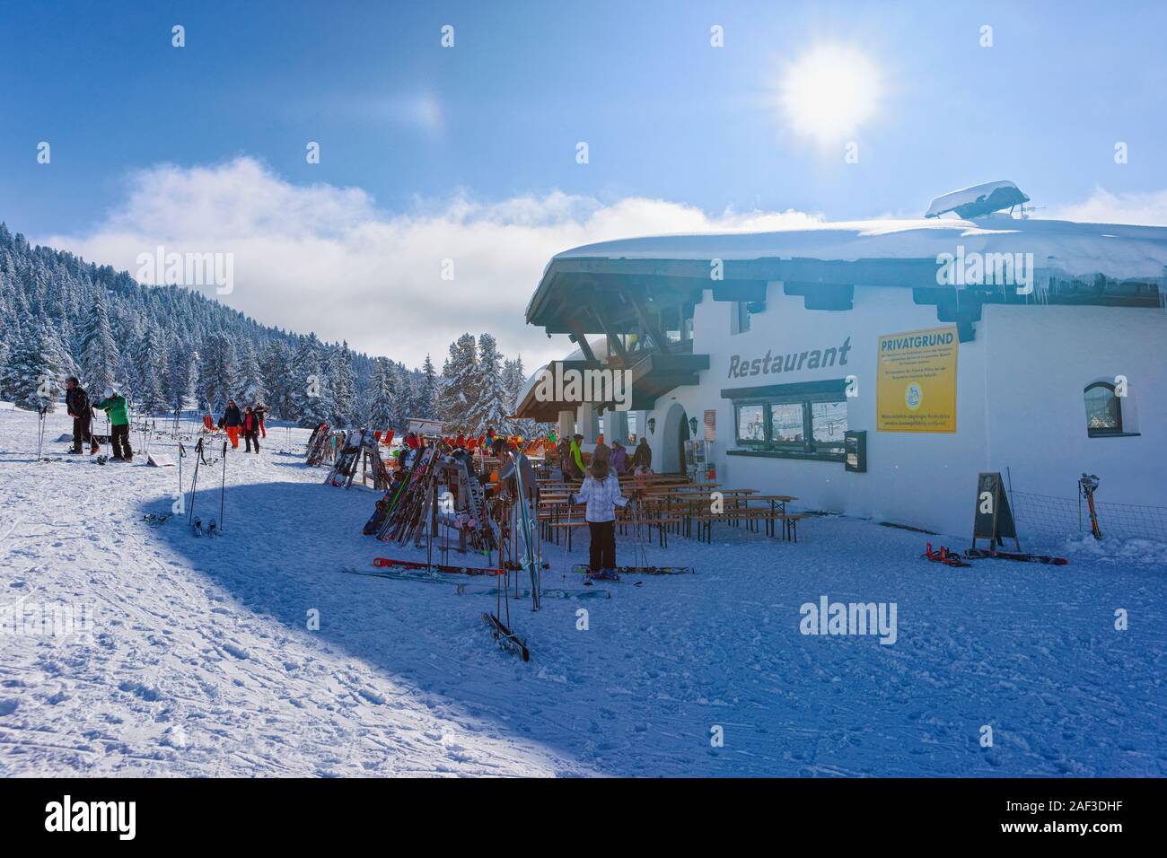 People relaxing at Zillertal Arena in Austria Stock Photo - Alamy