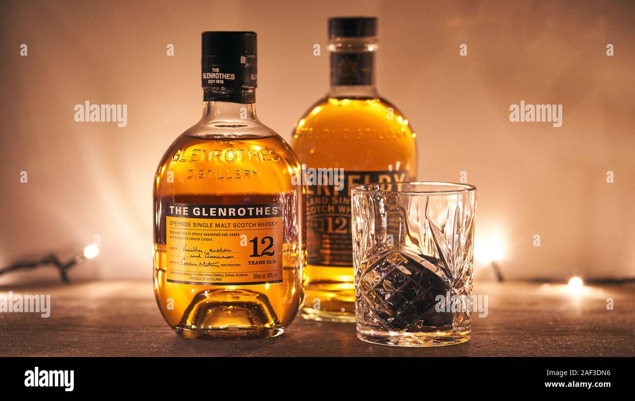 The Glenrothes Whiskey & Aberfeldy 12y whiskey Stock Photo