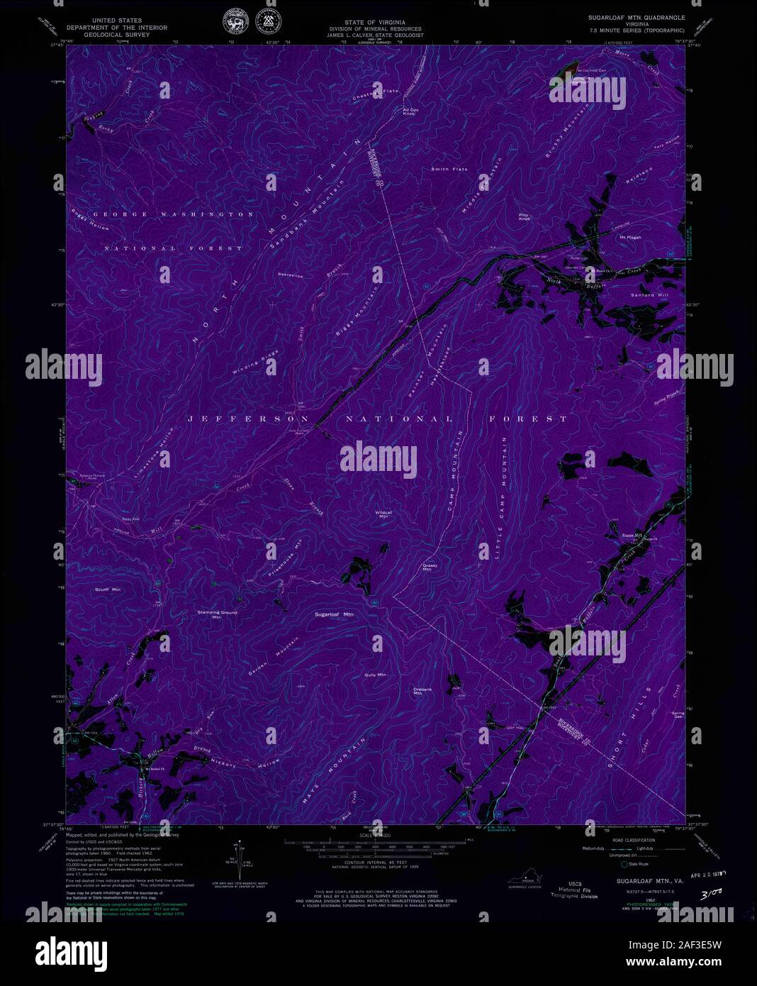 VA Sugarloaf Mtn 186881 1962 24000 Inverted Stock Photo Alamy