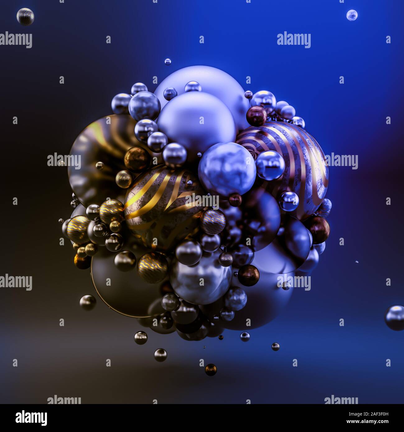 Blue abstract background with balls. 3d rendering 3d illustration Stock ...