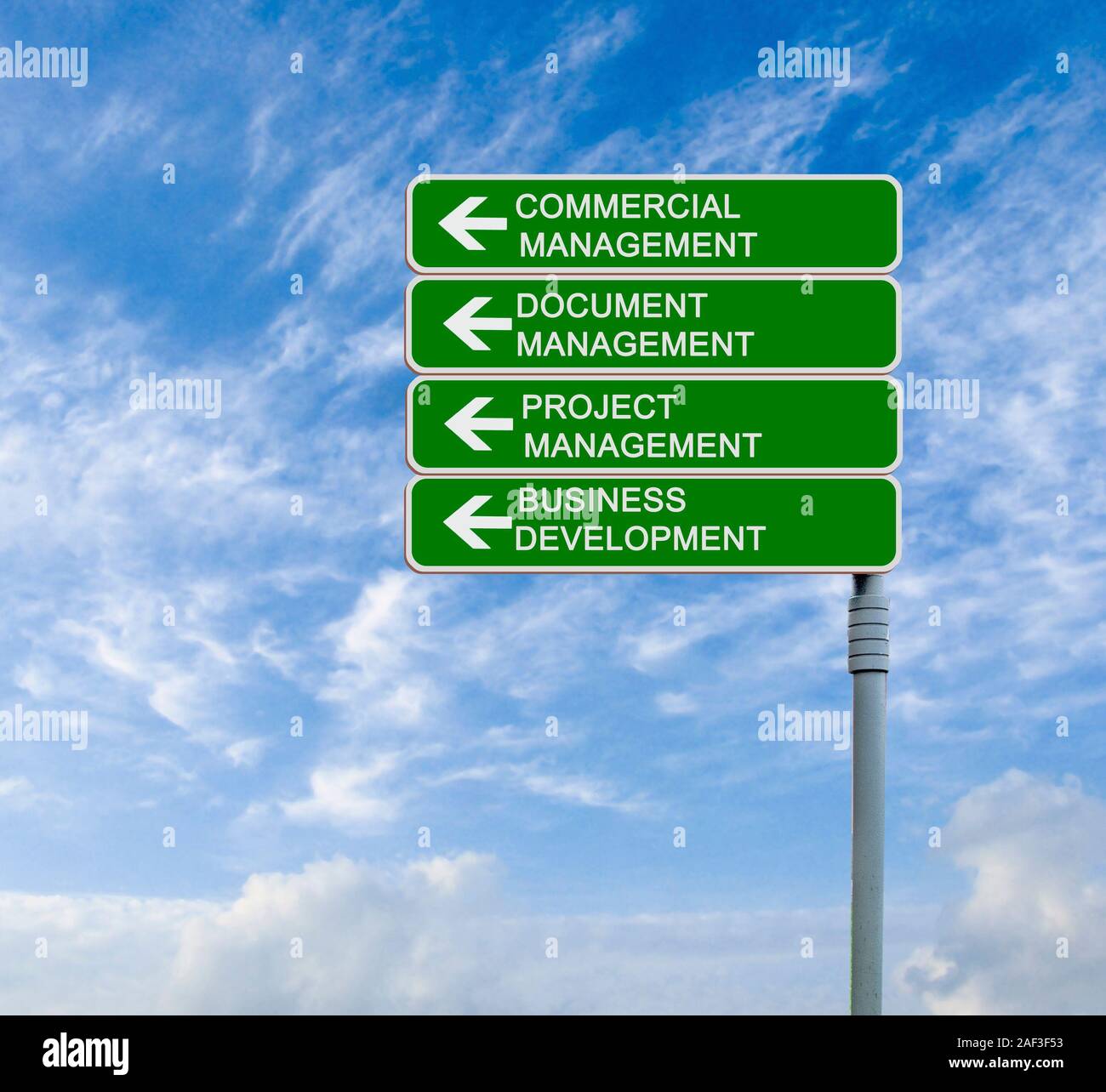 Direction road to commercial management Stock Photo Alamy