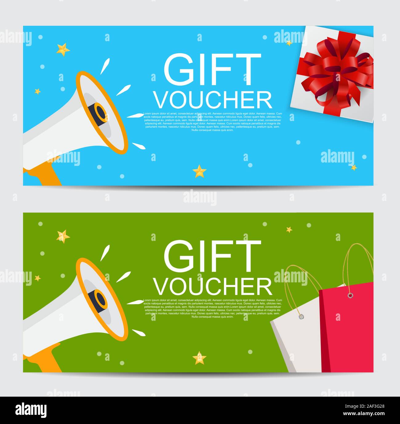 Megaphone Gift voucher concept template background. Vector Illustration ...