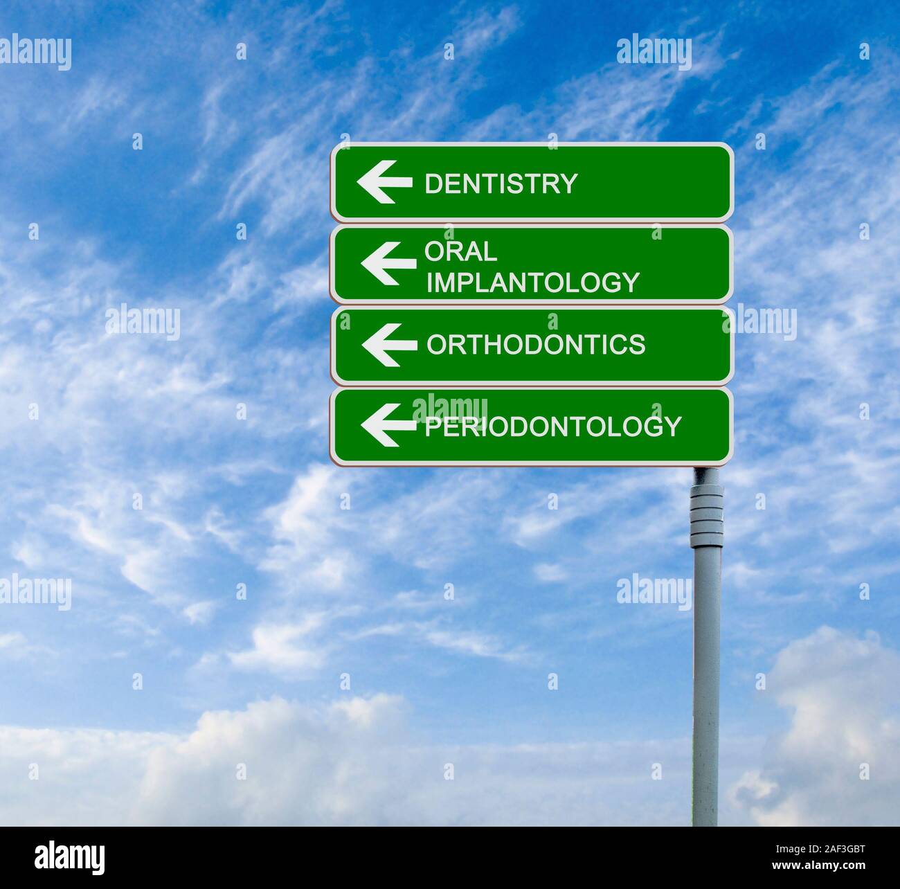 Direction road sign with dentistry word Stock Photo
