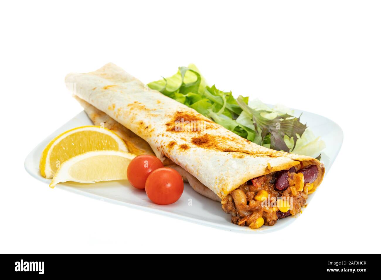 Taco Bell burrito on paper wrapper on white background cutout USA Stock  Photo - Alamy