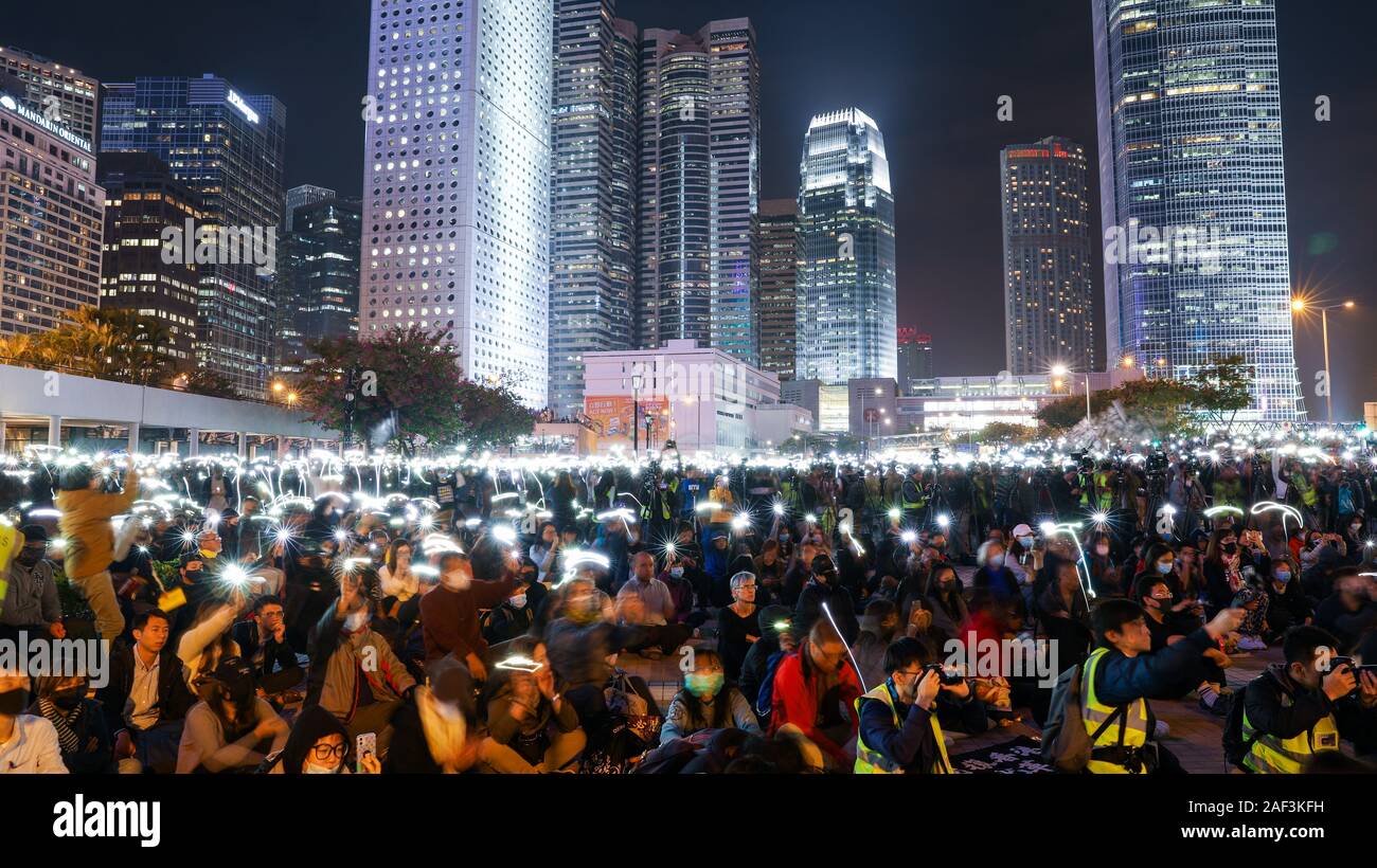 Hong Kong 12th December 2019. Anti government protesters hold a rally titled United We Stand to mark 6 months since tear gas was first fired on 12th June 2019. Held in Central, Hong Kong. Credit: David Coulson/Alamy Live News Stock Photo