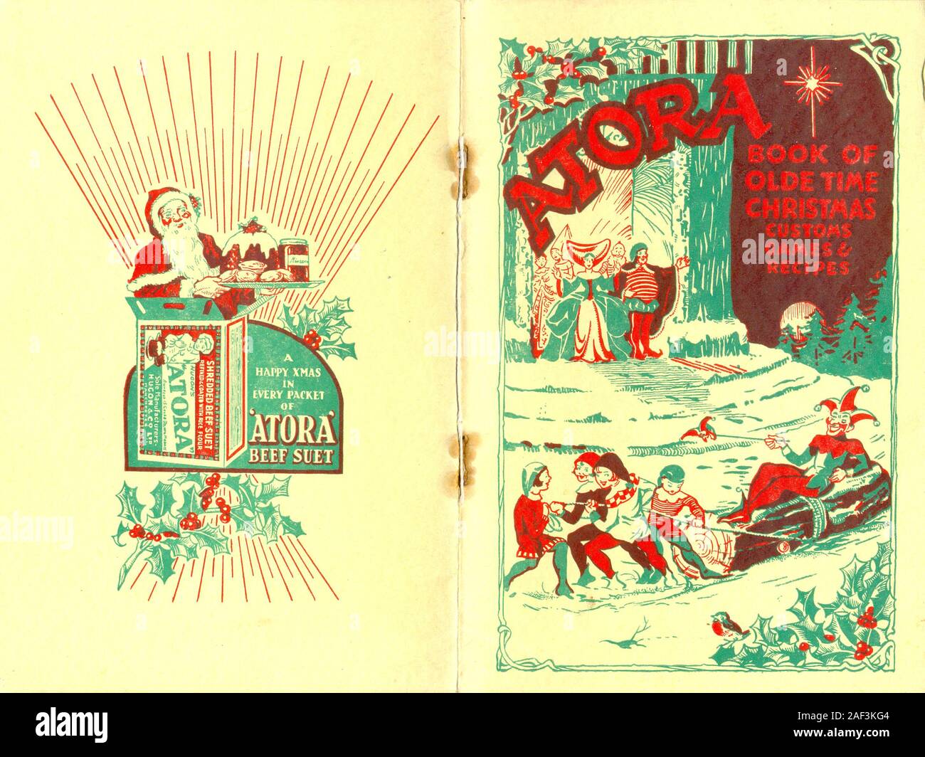 Atora Book of Old Time Christmas Customs Games & Recipes 1934 Stock Photo