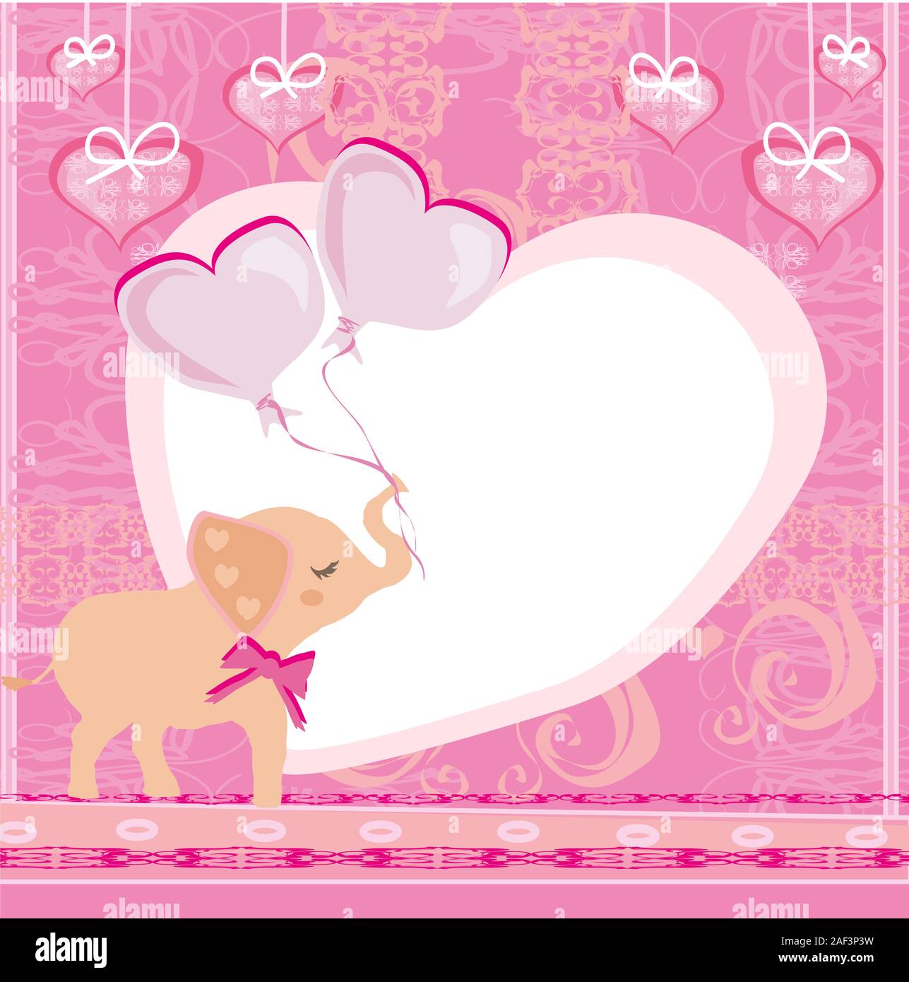 Baby shower card with cute elephant Stock Photo - Alamy