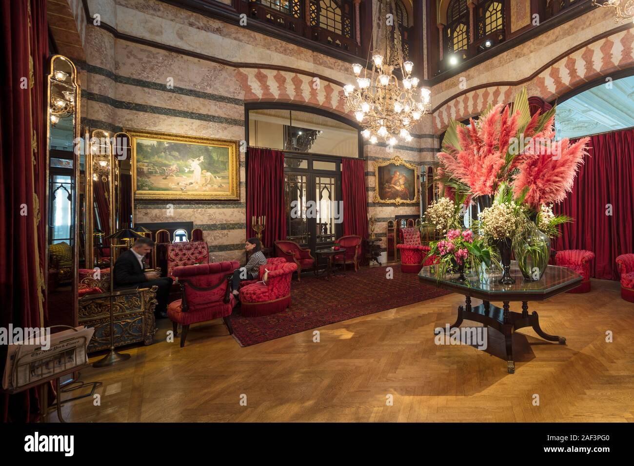 Guest salon, The Pera Palace Hotel, Beyoğlu,  Istanbul, Turkey. Stock Photo