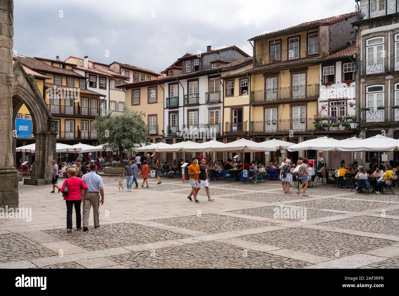 Guimaraes, Portugal 18 August 2019 Traditional houses overlooking