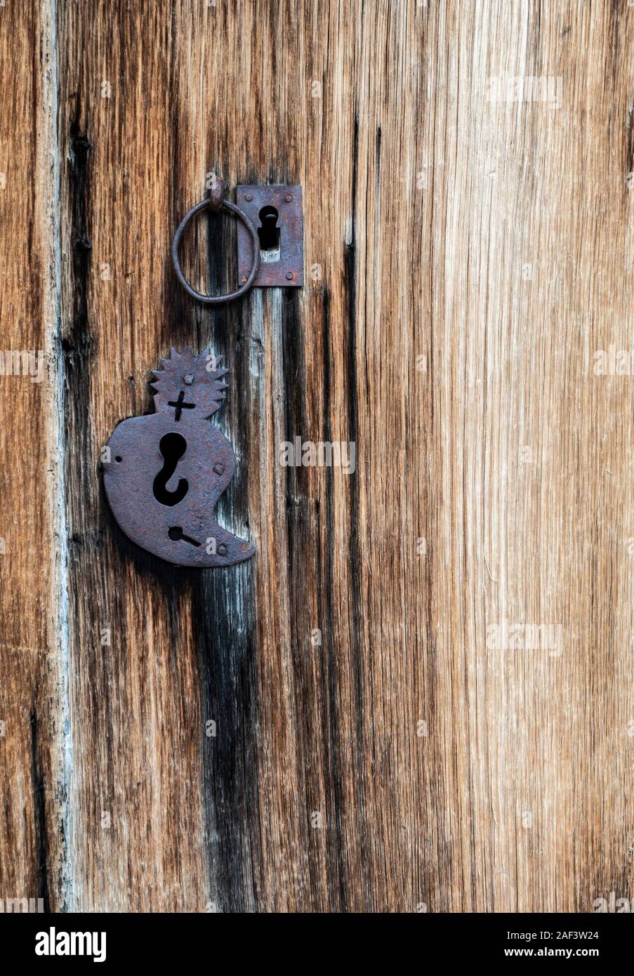 Weathered, old wooden door Stock Photo