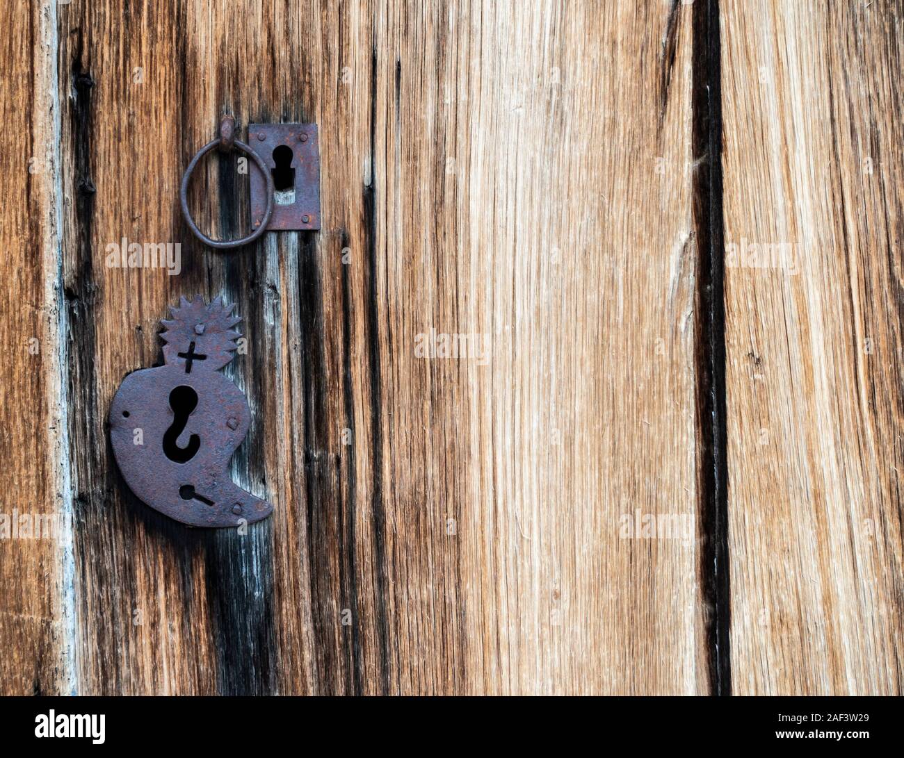 Weathered, old wooden door Stock Photo