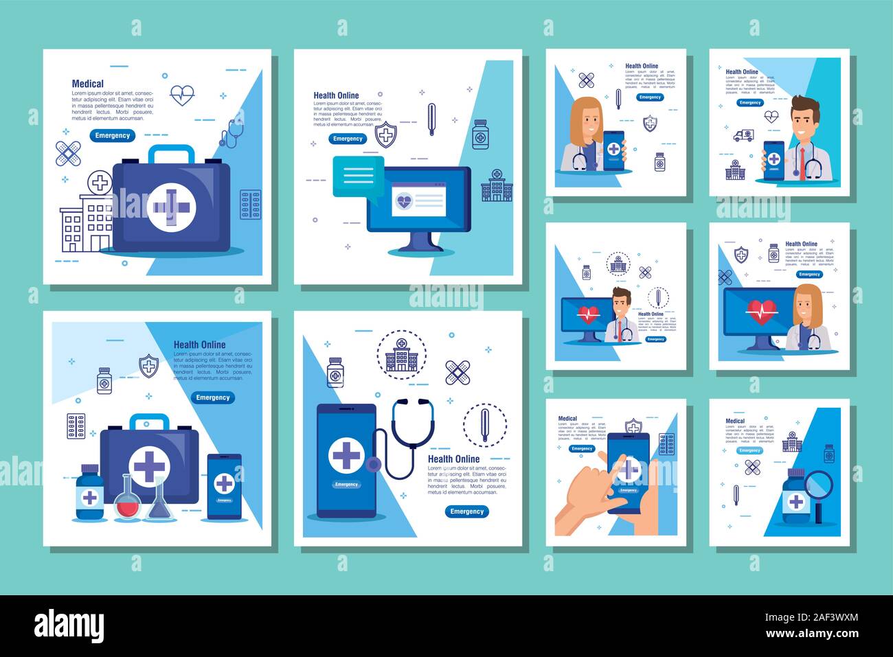 bundle of medicine online and icons Stock Vector Image & Art - Alamy