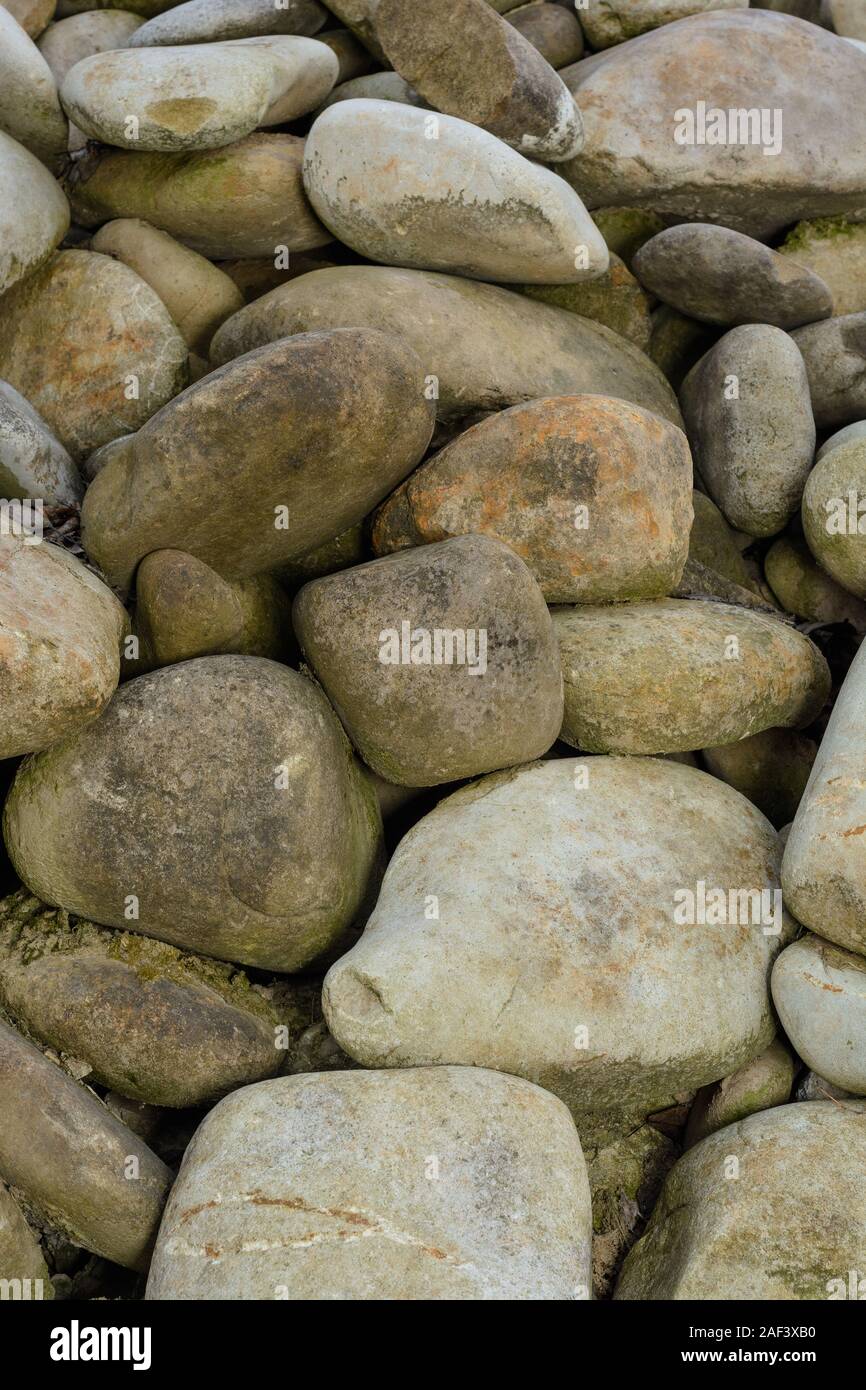 Big pile of gray stones, natural texture. 2019 Stock Photo