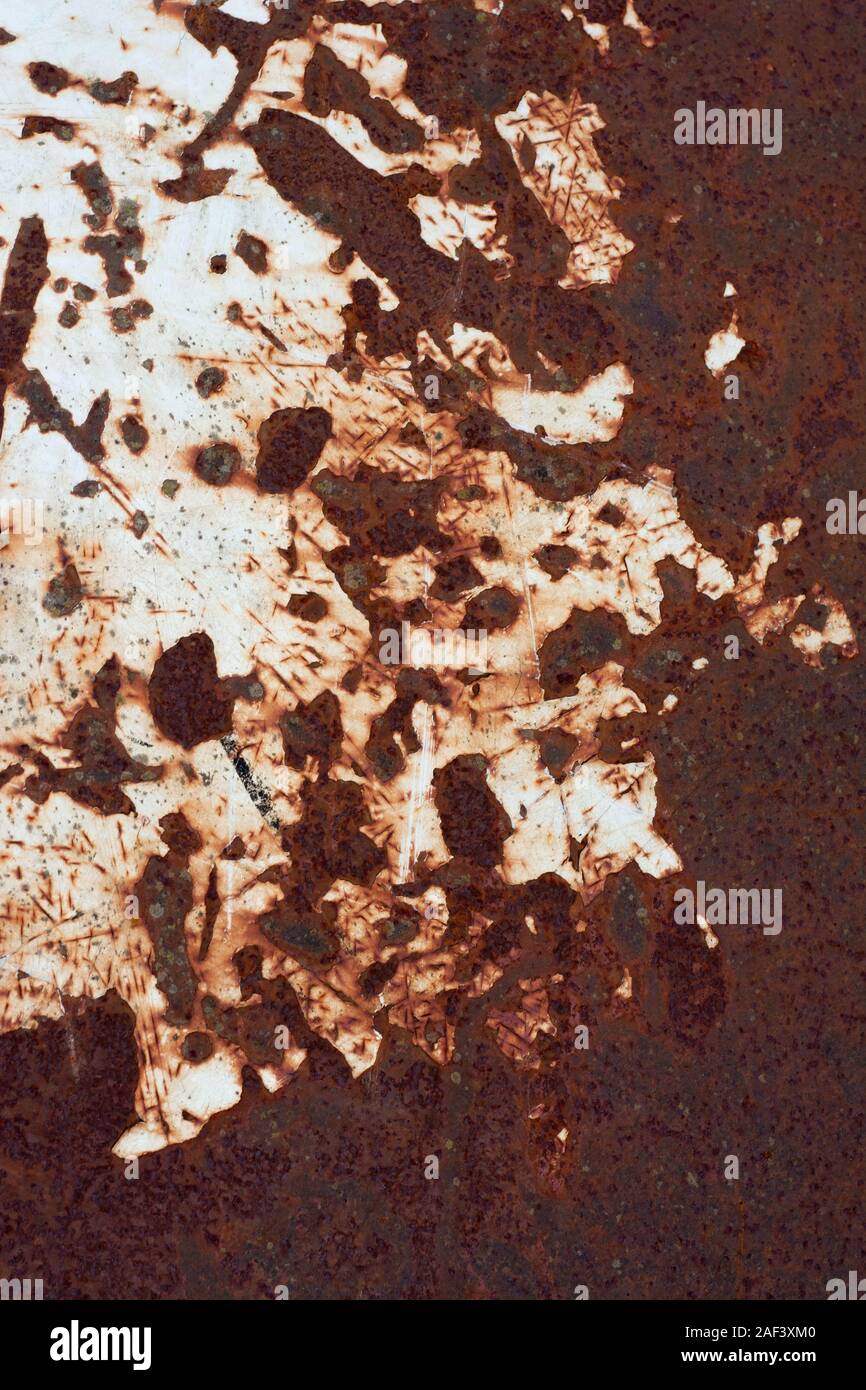 Rusty white painted metal, old rust texture on metal. 2019 Stock Photo