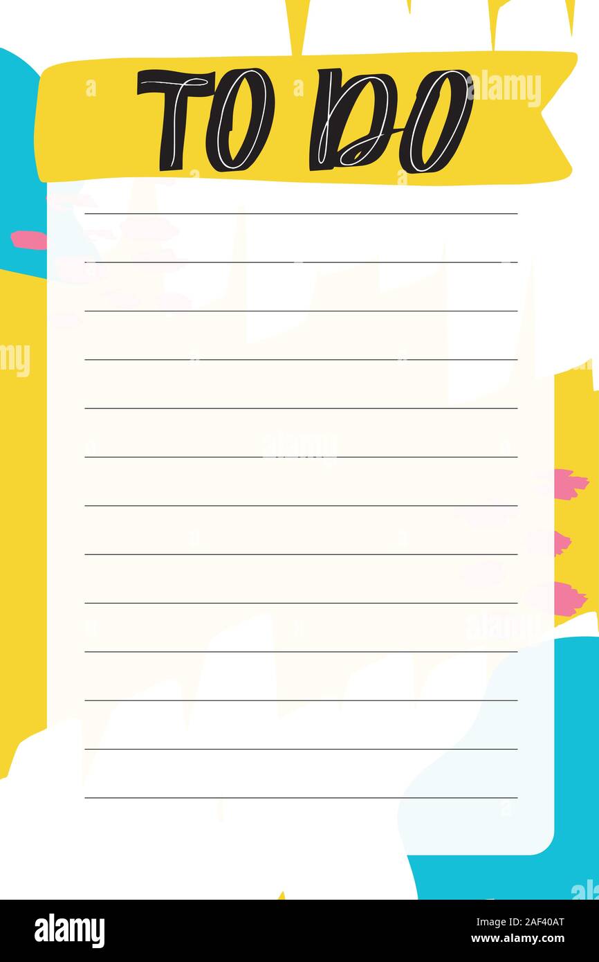 Memphis style. Template for agenda, planners, check lists Stock Vector