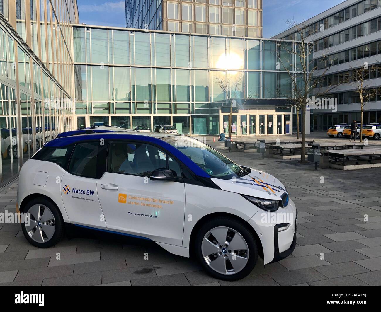 The energy company EnBW (Energie Baden Wuerttemberg) is showcasing its fleet of electric cars on their premises in Stuttgart. Stock Photo