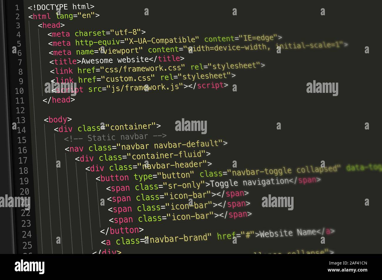 HTML Code Screenshot Stock Photo