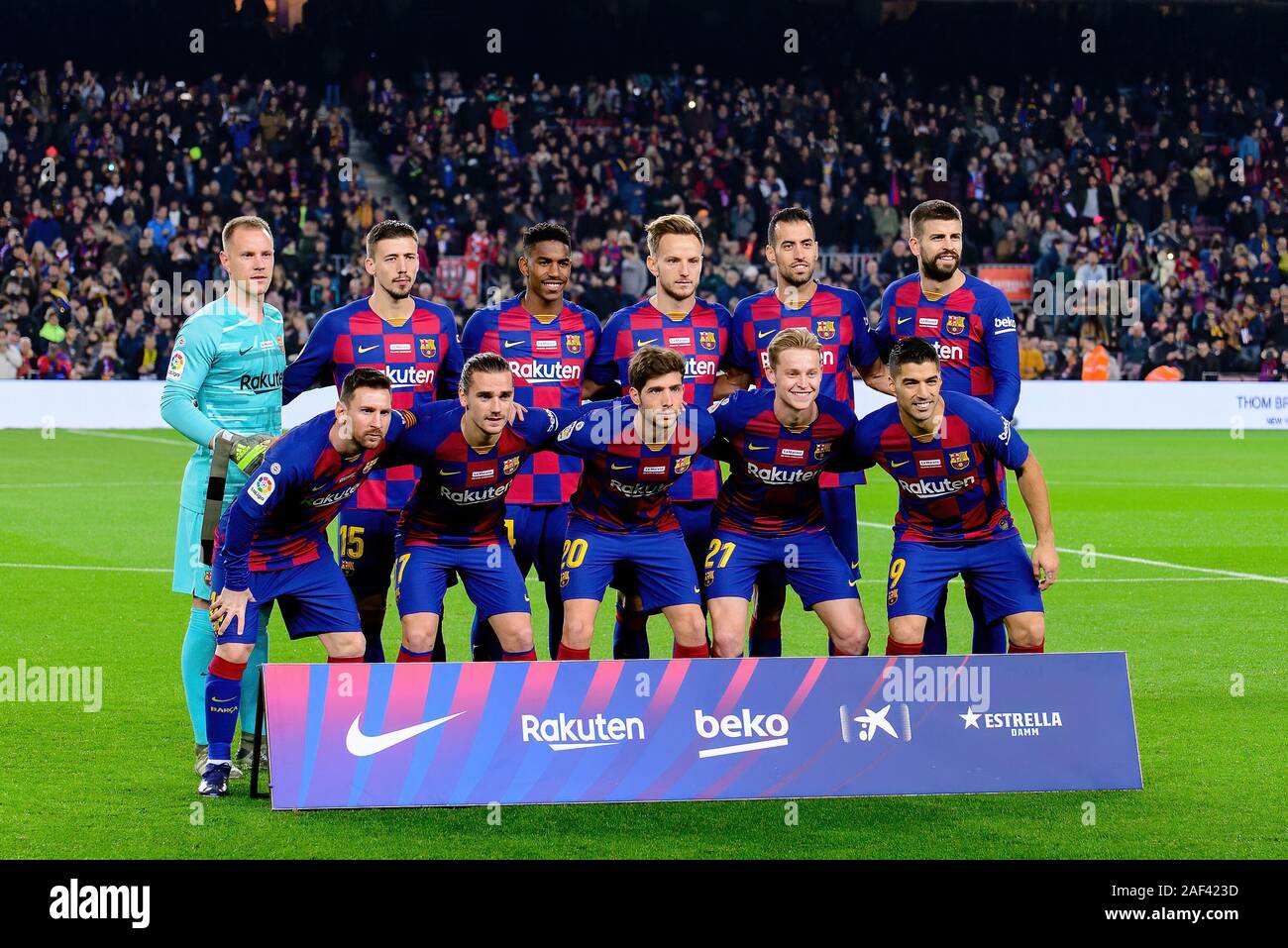 Barcelona Dec 7 Barcelona Players At The La Liga Match Between Fc Barcelona And Rcd Mallorca At The Camp Nou Stadium On December 7 2019 In Barcelo Stock Photo Alamy
