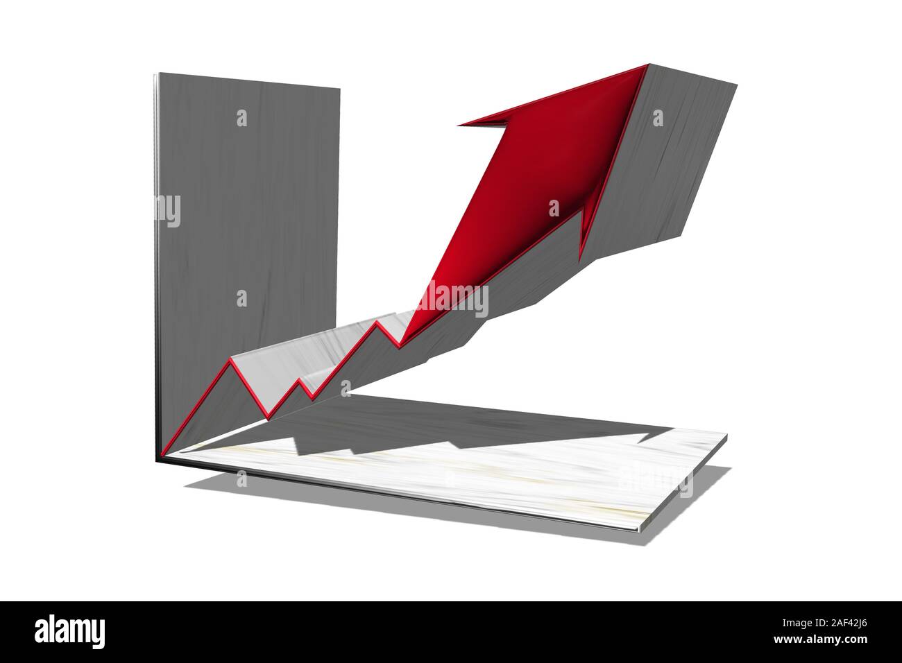 Illustration of a red arrow on a white background in a diagram as a 3D ...