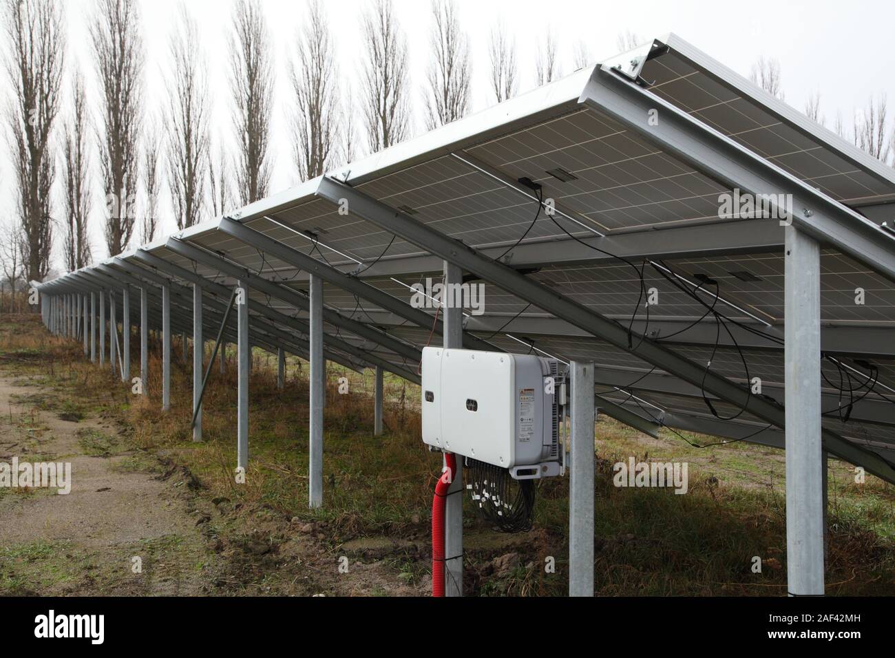 Installation of solar panels. Solar panel produces green