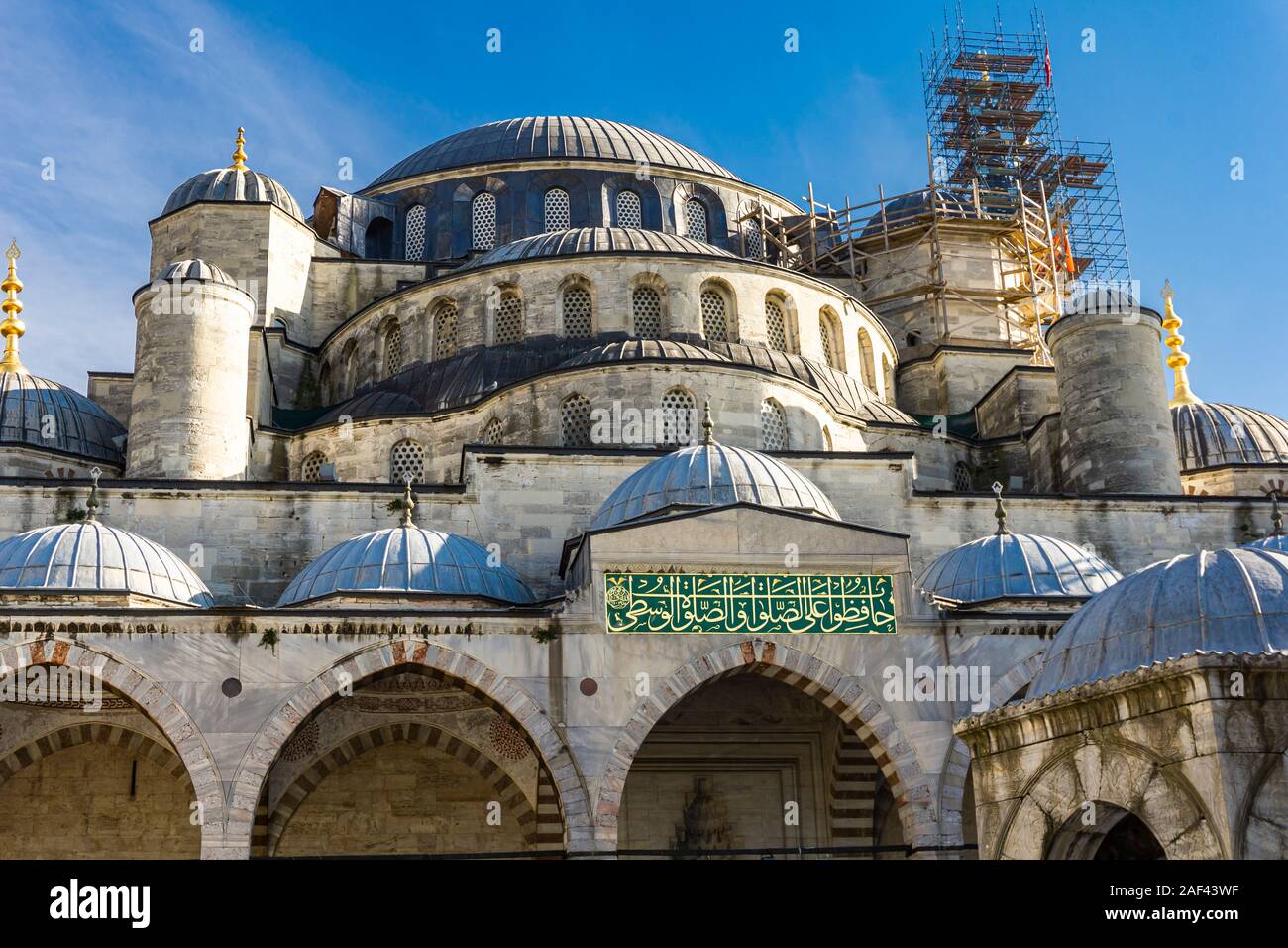 Exterior detail view at Sultan Ahmed Mosque (Blue Mosque) in Istanbul ...