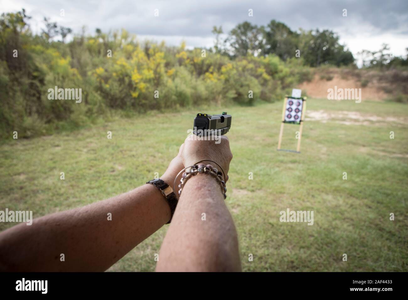 Shooting at local gun range in south east Stock Photo Alamy