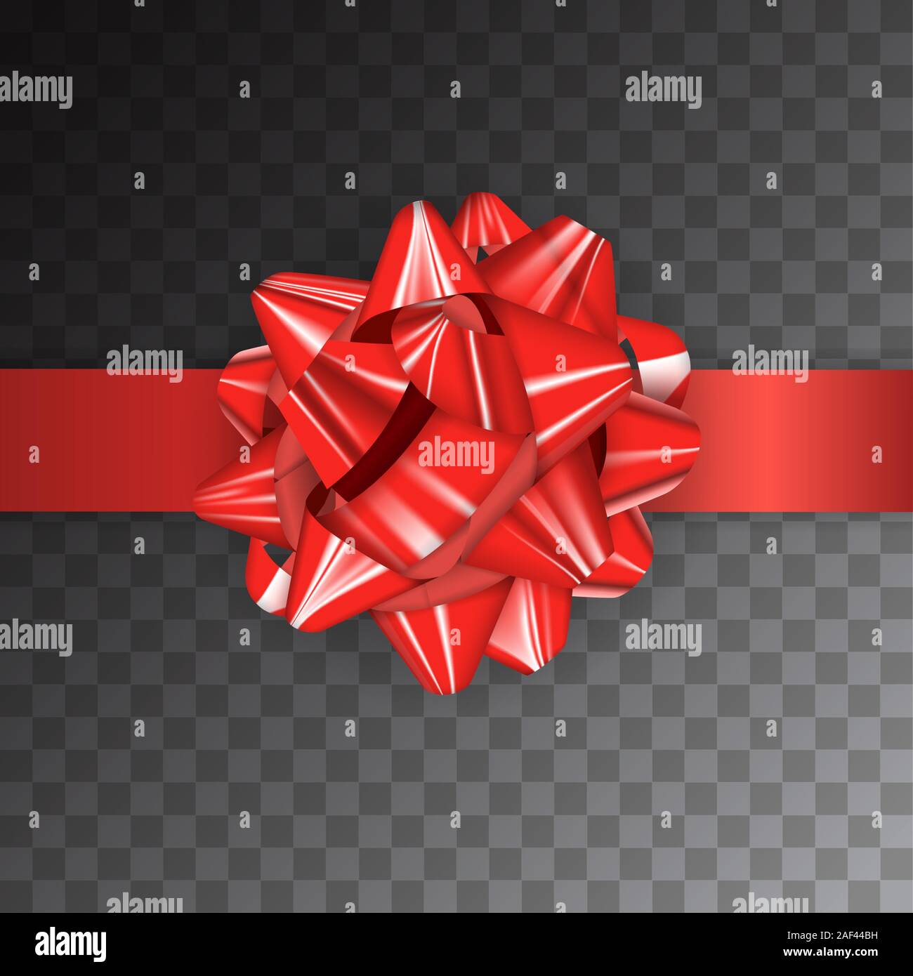 Red Realistic Glossy Ribbon Bow on Transparent Background. Vector ...