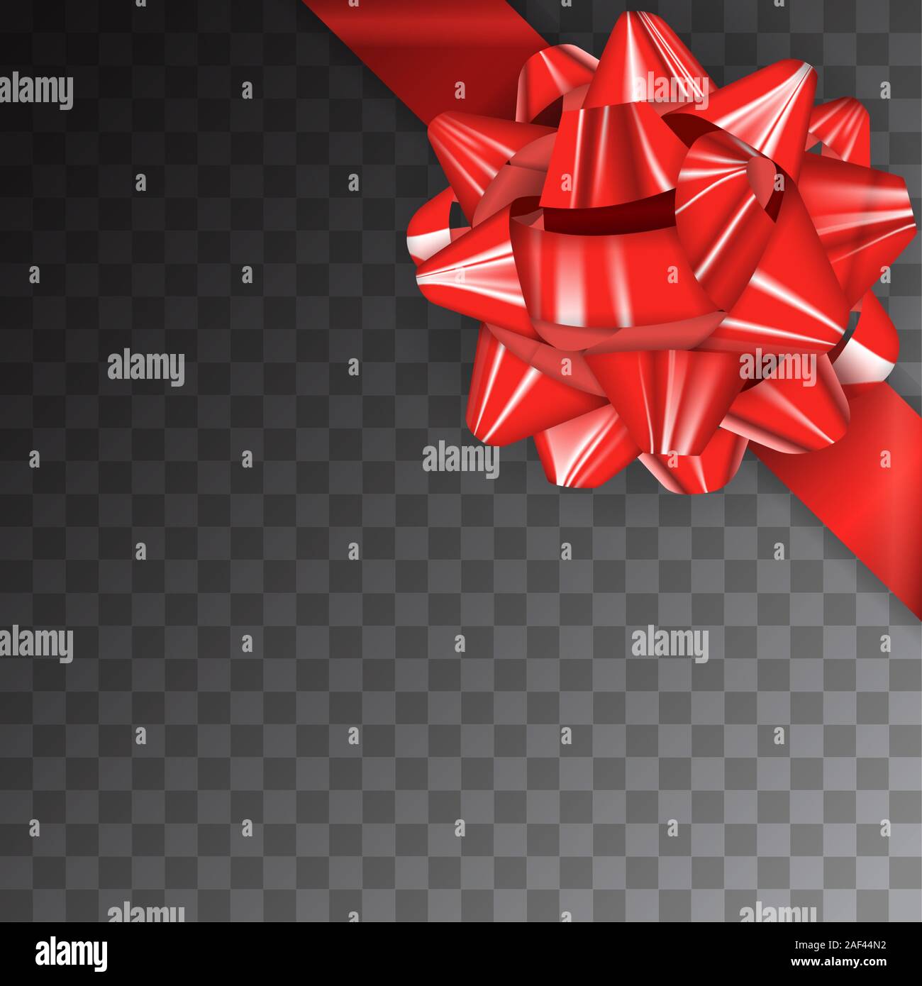 Red Realistic Glossy Ribbon Bow on Transparent Background. Vector ...