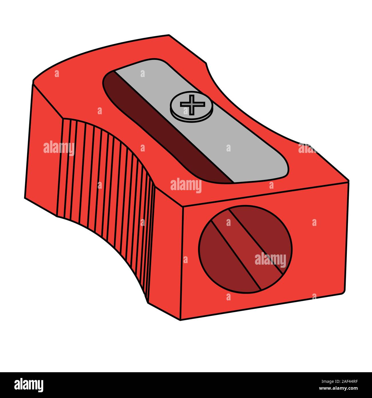red sharpener pencil. Isolated cartoon stock vector illustration Stock Vector