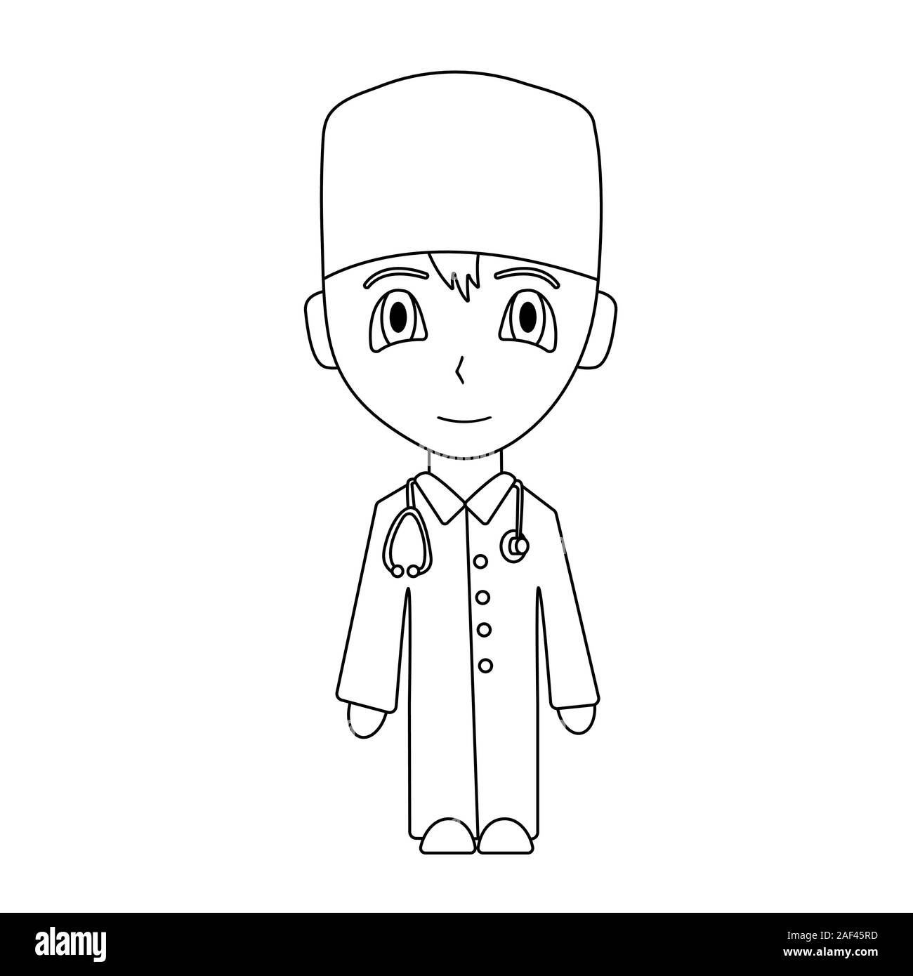 Cartoon male doctor outline. isolated stock vector illustration Stock Vector