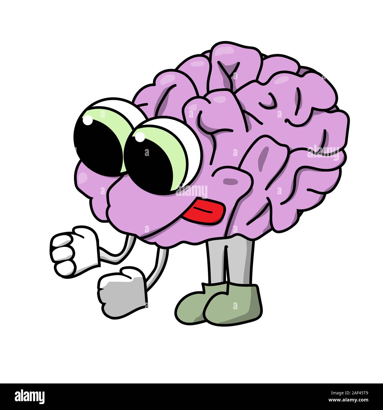 cute purposeful cartoon brain. Isolated stock vector illustration Stock Vector