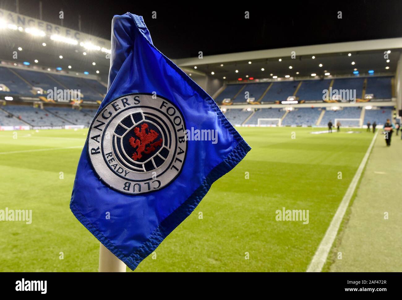 A general view of a corner flag at Ibrox, Glasgow Stock Photo Alamy