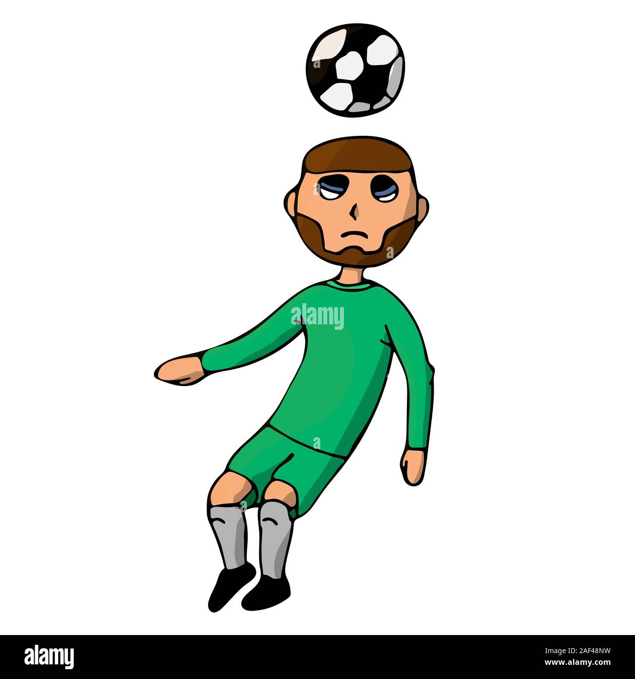 soccer player hits the ball with his head. isolated stock vector