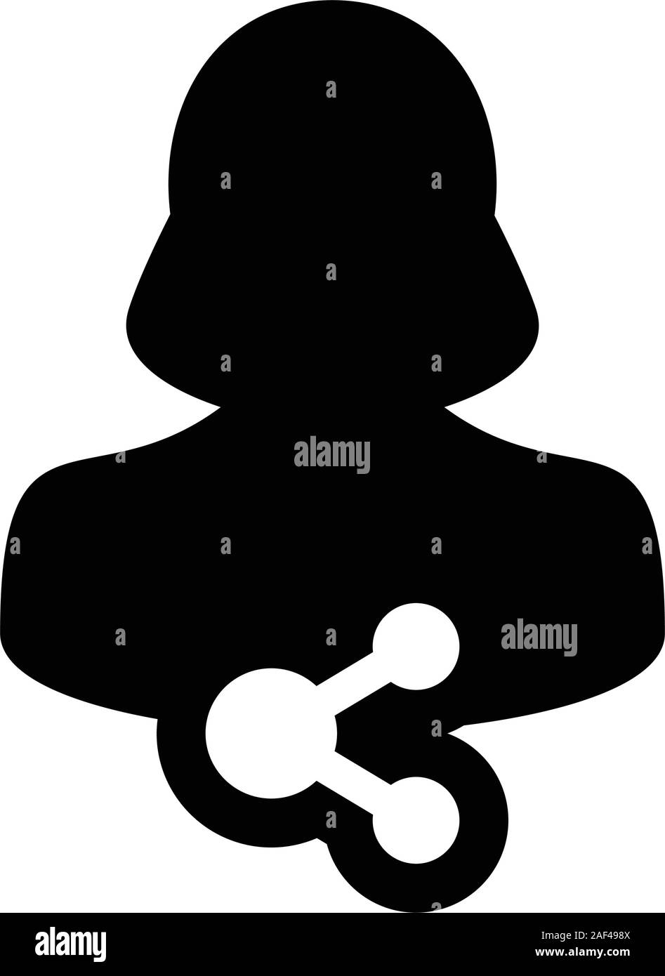 Share symbol icon vector female person profile avatar with network sign ...