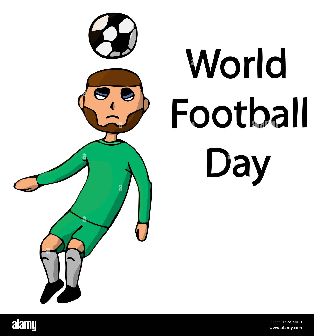 soccer player hits the ball with his head. world football day. isolated stock vector illustration Stock Vector