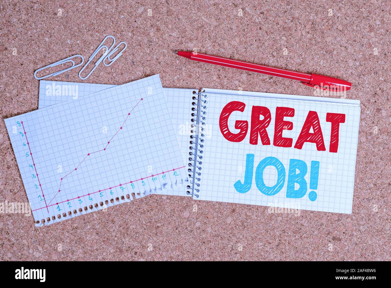 Great Work Notes Writing note showing Great Job. Business concept for used praising ...