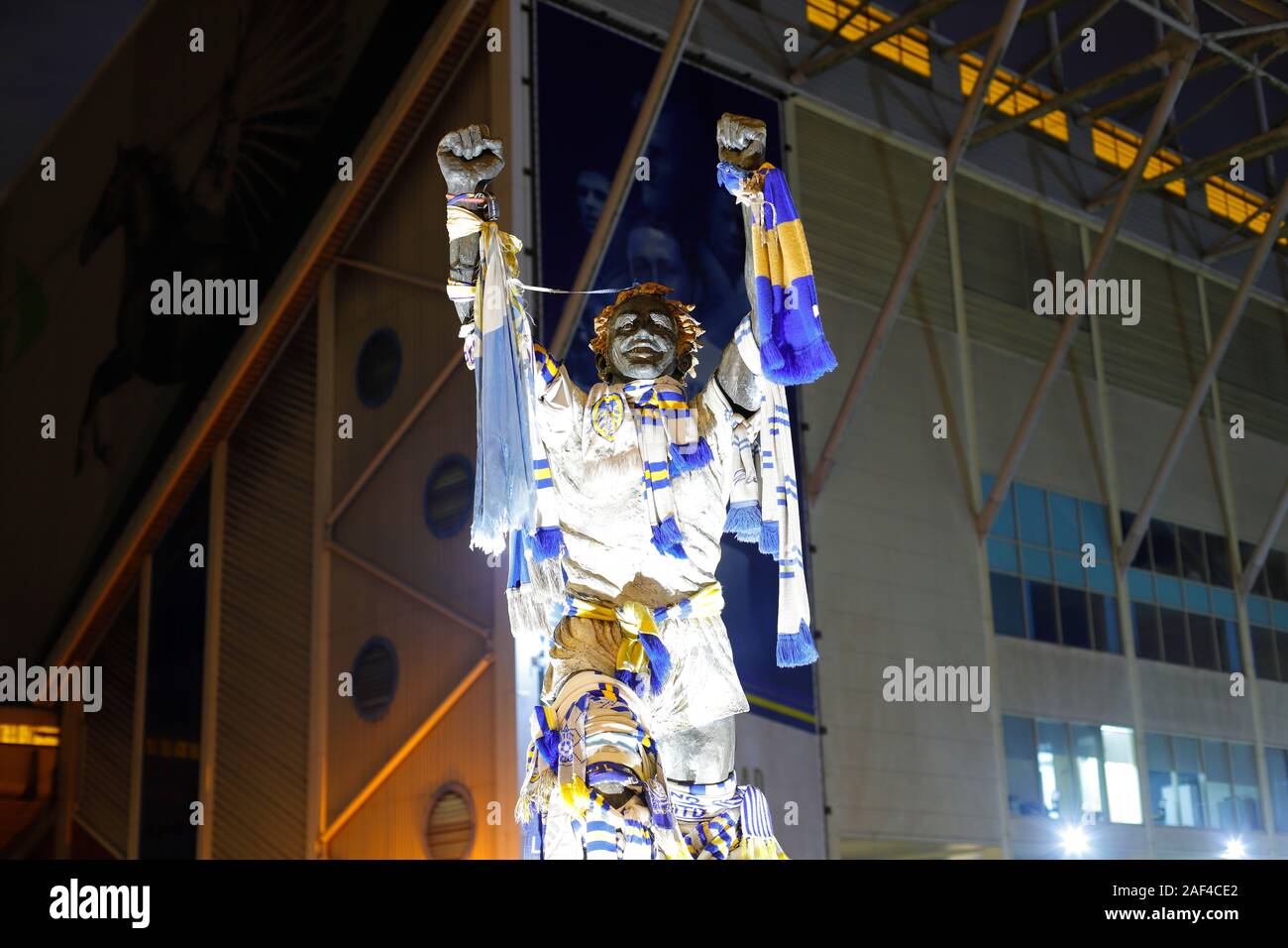 Billy Bremner bronze statue on Bremner square outside Leeds United