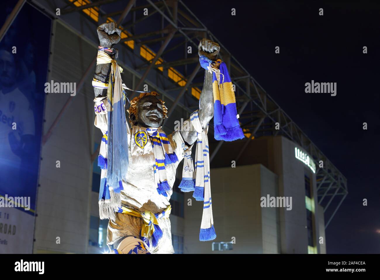 At the billy bremner statue outside leeds united football ground hires