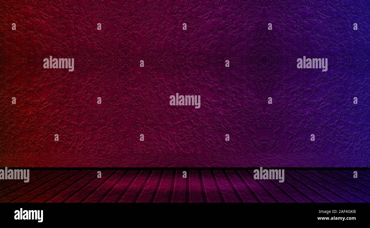Studio room gradient background, red and blue gradient brick wall for modern design Stock Photo