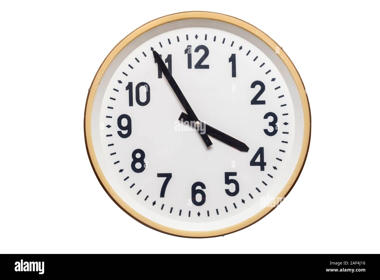 Wall clock isolated on the white background. Simple classic round wall ...
