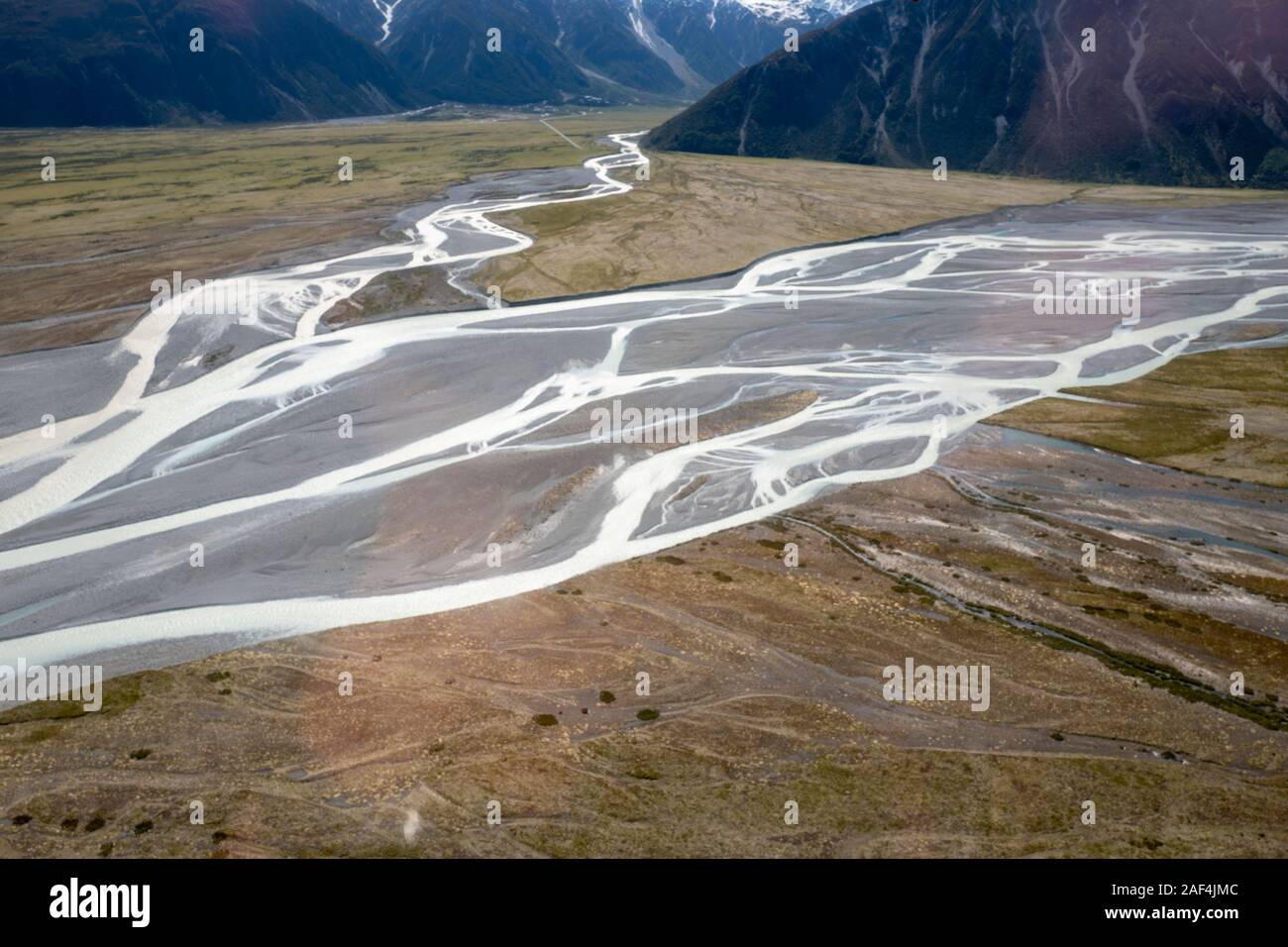 Mount Cook National Park glacier and glacial surroundings in Aoraki, South Island, New Zealand, Aotearoa Stock Photo
